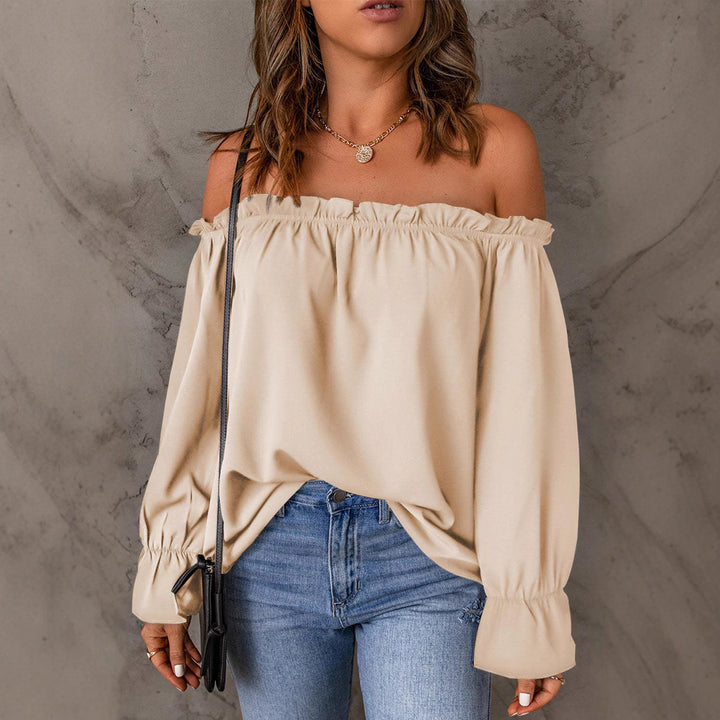 Damen Off-Shoulder Bluse mit Rüschendetails und elastischen Ärmeln Drune