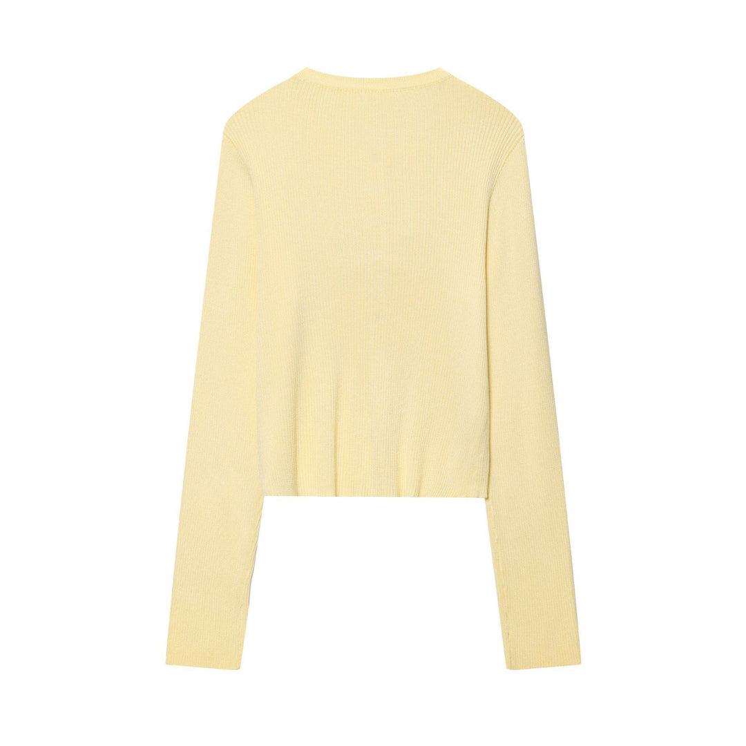 Damen Cropped Feinstrick-Cardigan mit Druckknopfleiste und Rippstruktur Drune