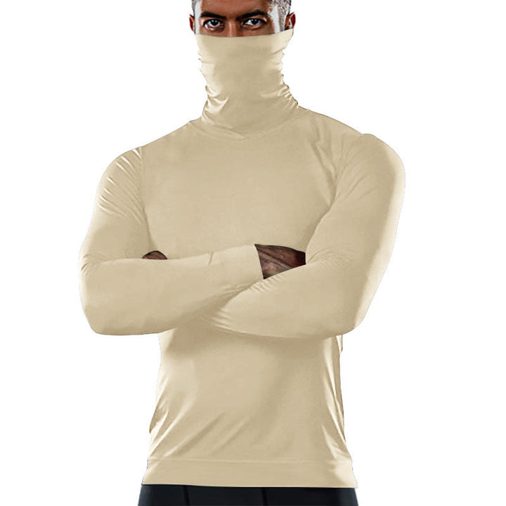 Herren funktionales Langarmshirt mit hohem Kragen und feuchtigkeitsregulierendem Material Drune