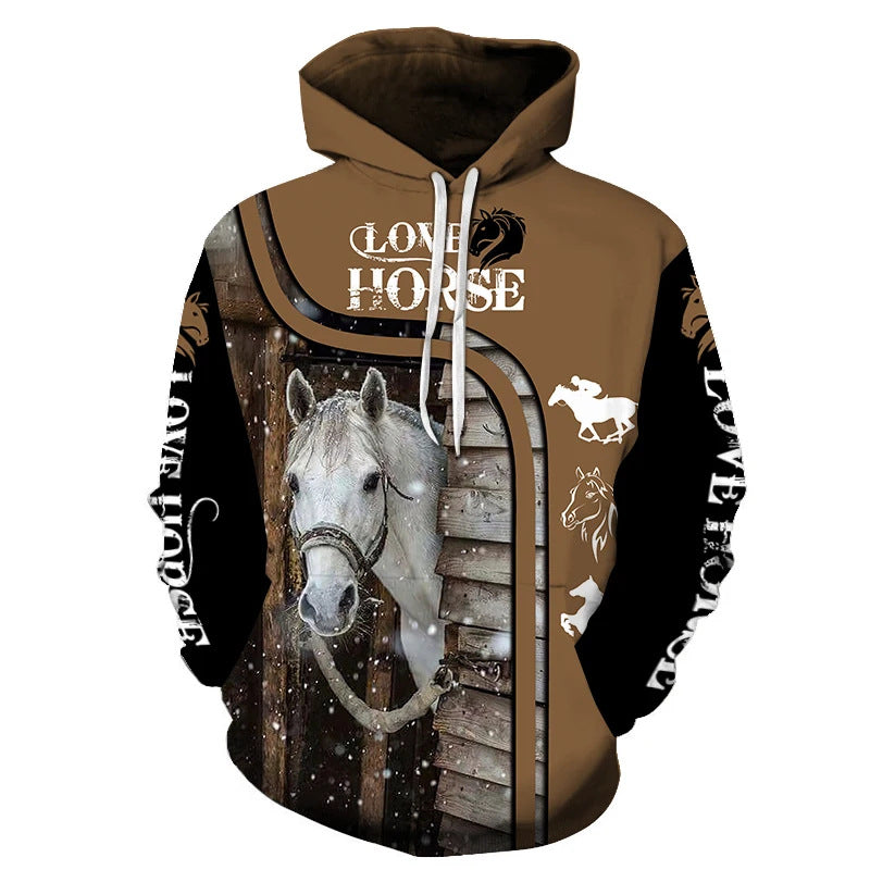 Unisex Kapuzenpullover mit kreativem Wolfsmotiv Drune