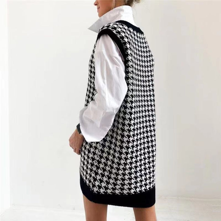 Damen Strickkleid mit angesagtem Hahnentrittmuster Drune