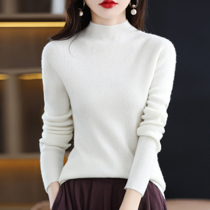 Damen Schmal geschnittener Mockneck-Pullover aus kaschmirähnlichem Feinstrick Drune