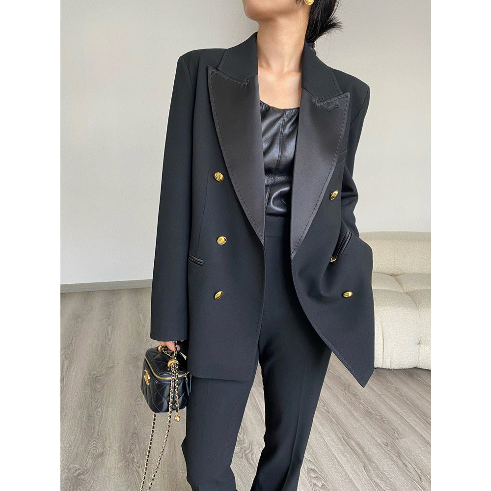 Damen Eleganter Doppeltreiher Blazer Drune