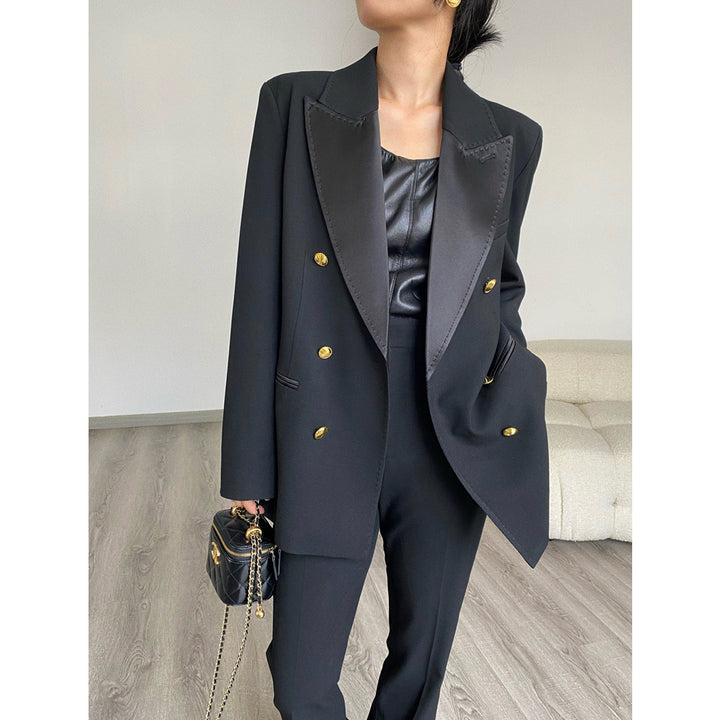 Damen Eleganter Doppeltreiher Blazer Drune