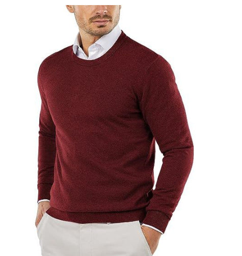 Herren eleganter Rundhals-Pullover aus feiner Baumwolle Drune