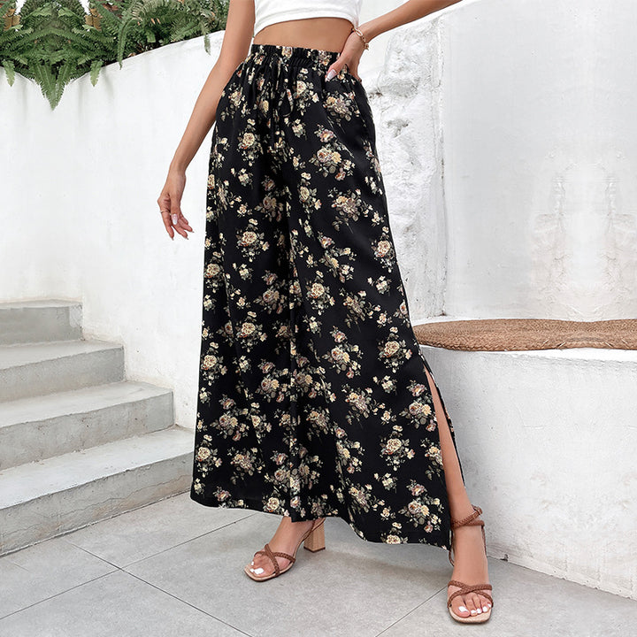 Damen Weite Palazzo-Hosen mit floralem Muster Drune