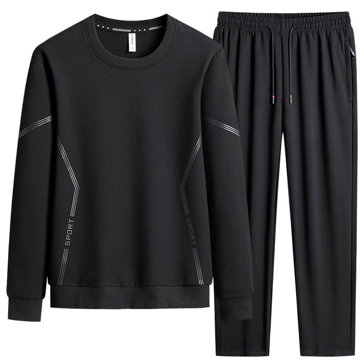 Herren Sportliches Freizeit-Jogginganzug-Set aus atmungsaktivem Funktionsfleece mit Rundhalsausschnitt & Kordelbund Drune