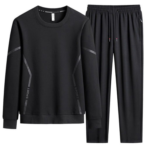 Herren Sportliches Freizeit-Jogginganzug-Set aus atmungsaktivem Funktionsfleece mit Rundhalsausschnitt & Kordelbund Drune