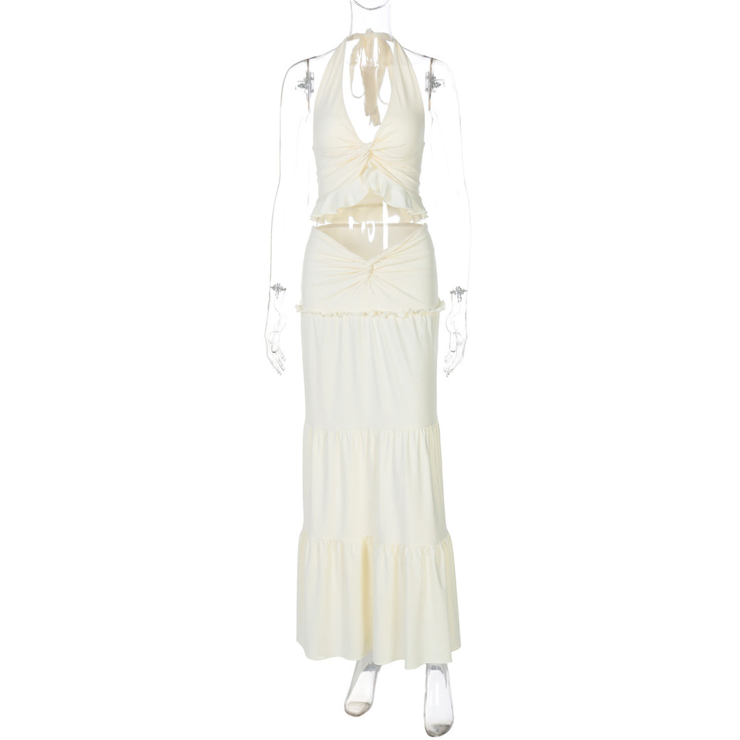 Damen Maxi-Kleid mit offener Rückenpartie und innovativem Wickeldesign Drune