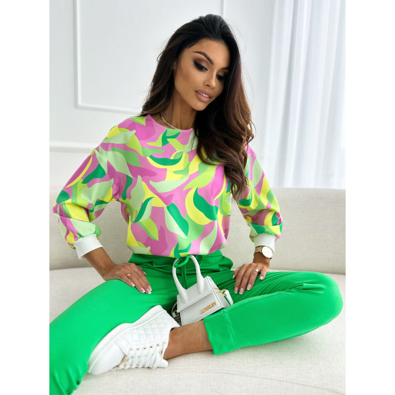 Damen Floral Print Freizeit Sweatshirt Drune