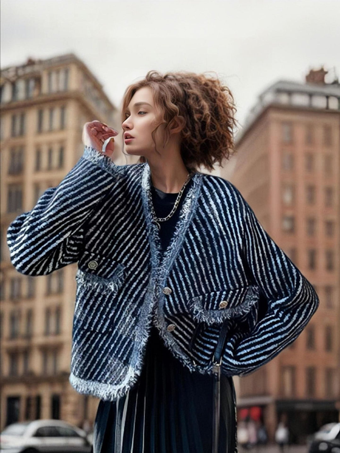 Damen Strickjacke mit dekorativen Knöpfen und weichem Textil Drune