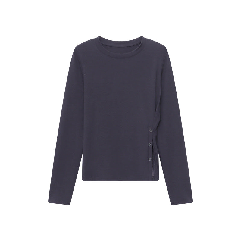 Damen Langarmshirt mit seitlichen Knopfdetails Drune