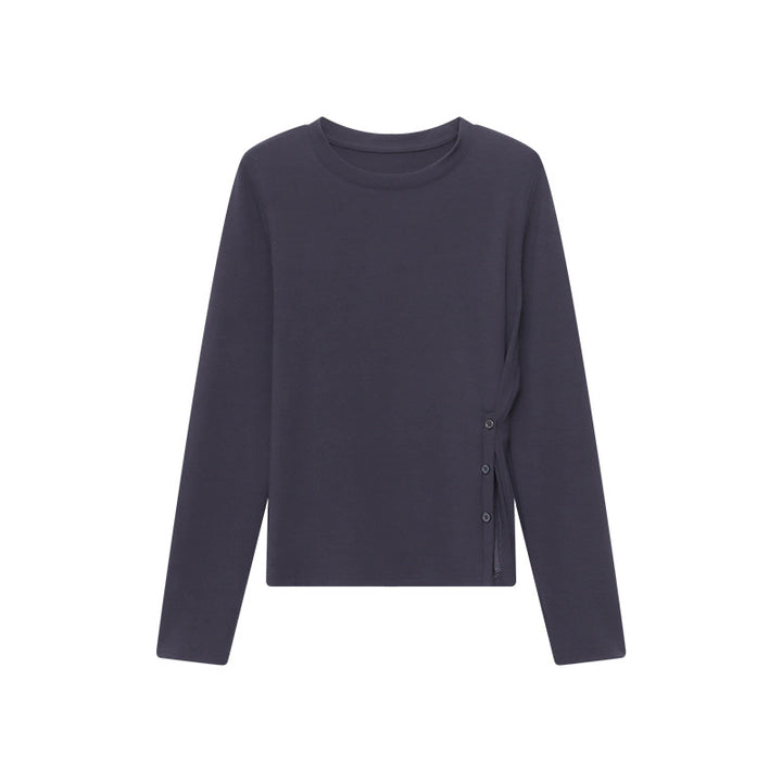 Damen Langarmshirt mit seitlichen Knopfdetails Drune
