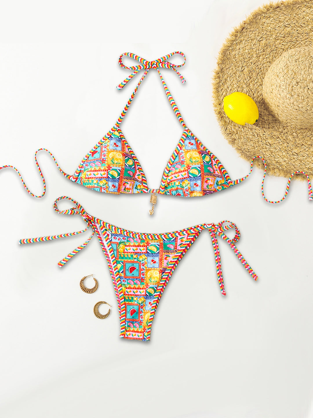 Damen Triangel-Bikini mit verstellbaren Bändern und elegantem Detail Drune