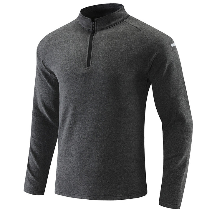 Herren Atmungsaktives Funktions-Langarmshirt mit Stehkragen und kurzem Reißverschluss Drune