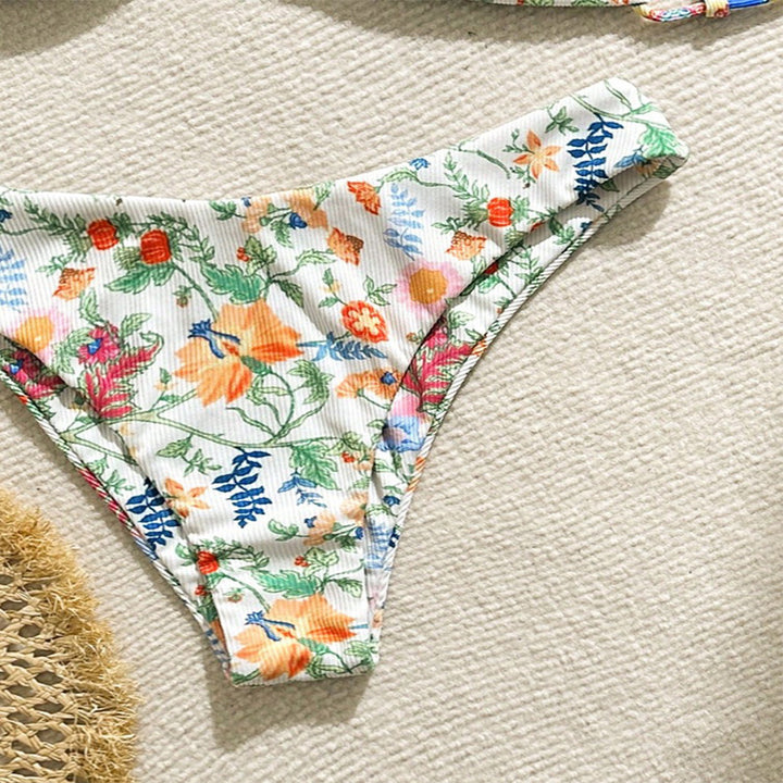 Damen Freizeit-Bikini mit floralen Mustern und verstellbaren Trägern Drune