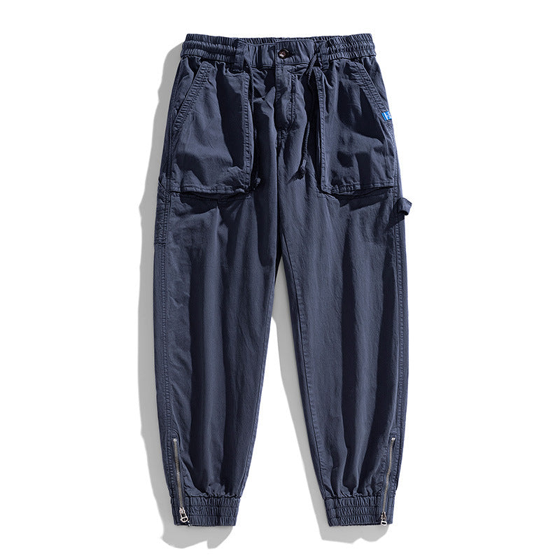 Herren Workwear-Cargohose im Tech-Joggerstil mit aufgesetzten Fronttaschen, Hammer-Schlaufe und Knöchel-Reißverschlüssen Drune