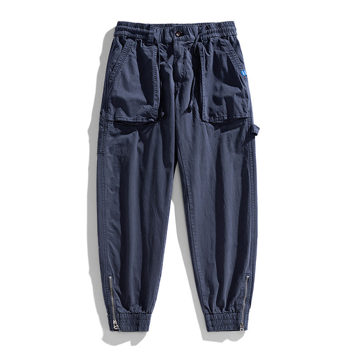 Herren Workwear-Cargohose im Tech-Joggerstil mit aufgesetzten Fronttaschen, Hammer-Schlaufe und Knöchel-Reißverschlüssen Drune