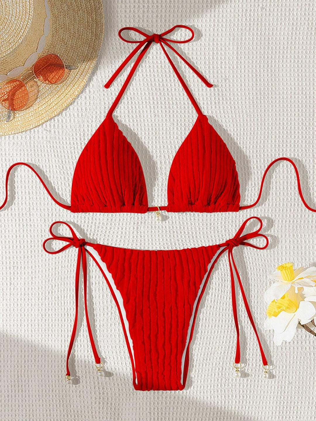 Damen Triangle-Bikini mit strukturiertem Design und verstellbaren Trägern Drune