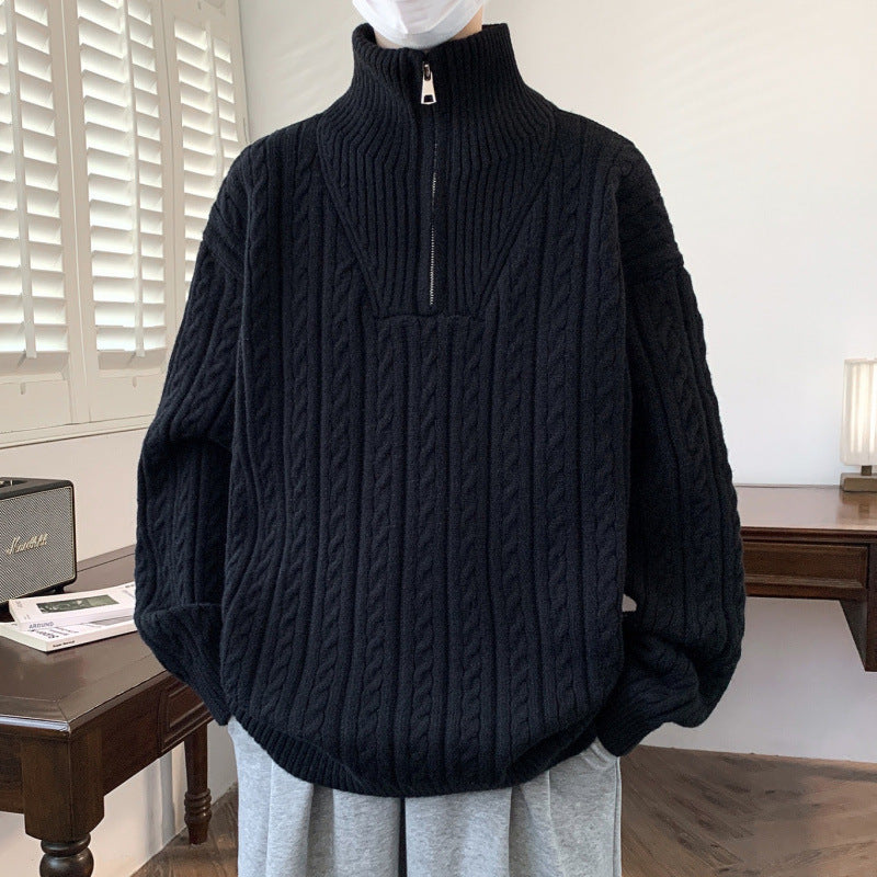 Damen Grobstrickpullover mit Stehkragen Drune