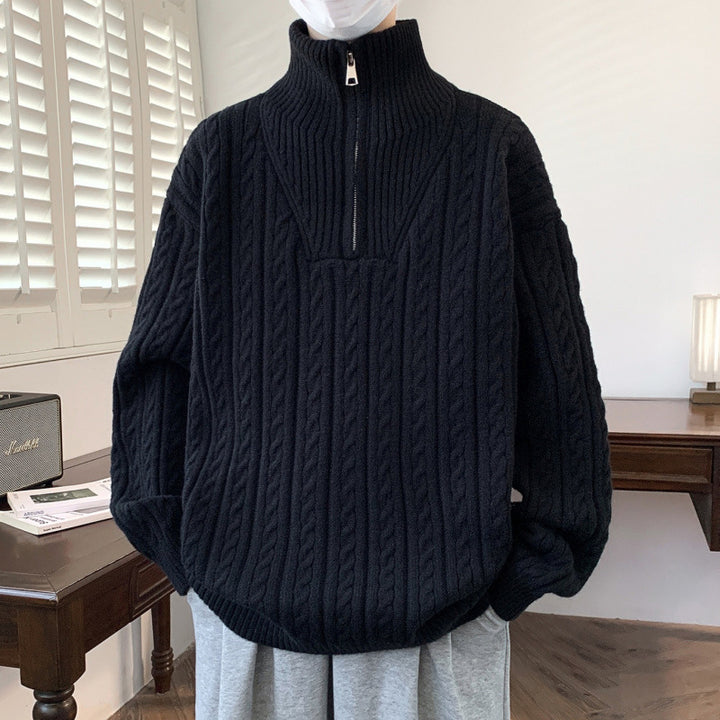 Damen Grobstrickpullover mit Stehkragen Drune