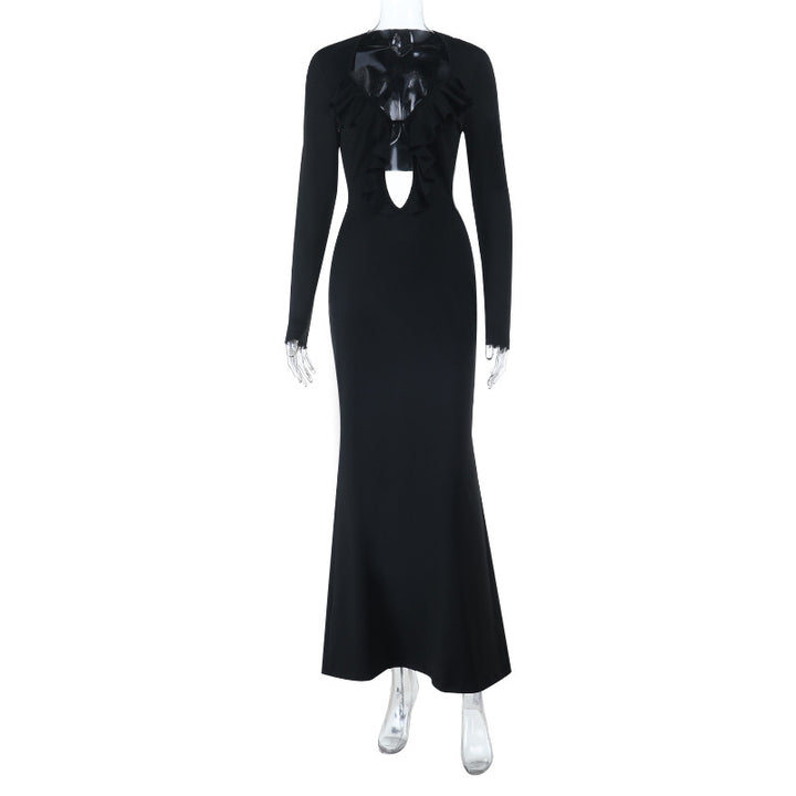 Damen Maxikleid mit elegantem Rüschendetail und schickem Rückenausschnitt Drune