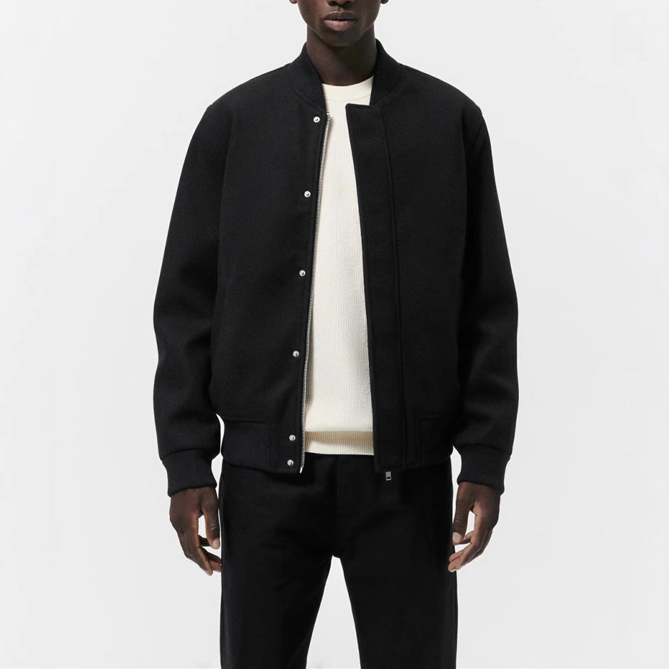 Herren Bomberjacke aus Wollmix im Boxy‑Cut mit verdeckter Druckknopfleiste und Rippbündchen Drune