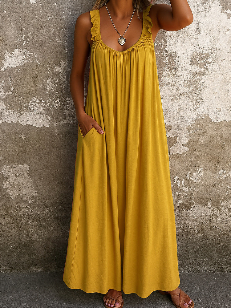 Damen Maxi-Kleid mit trägerloser Passform und luftiger Silhouette Drune