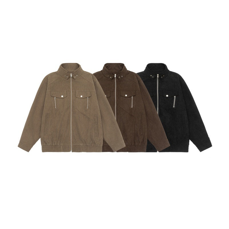 Herren Kurzjacke aus Teddy‑Fleece mit Stehkragen, aufgesetzten Brusttaschen und durchgehendem Reißverschluss Drune