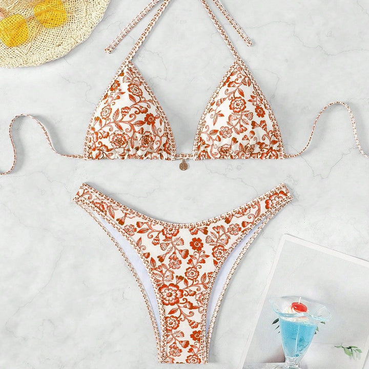 Damen Triangel-Bikini mit floraler Spitze Drune