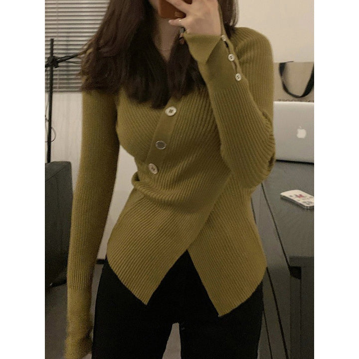 Damen Feiner Rippstrick-Cardigan mit Knopfdetails und schickem V-Ausschnitt Drune
