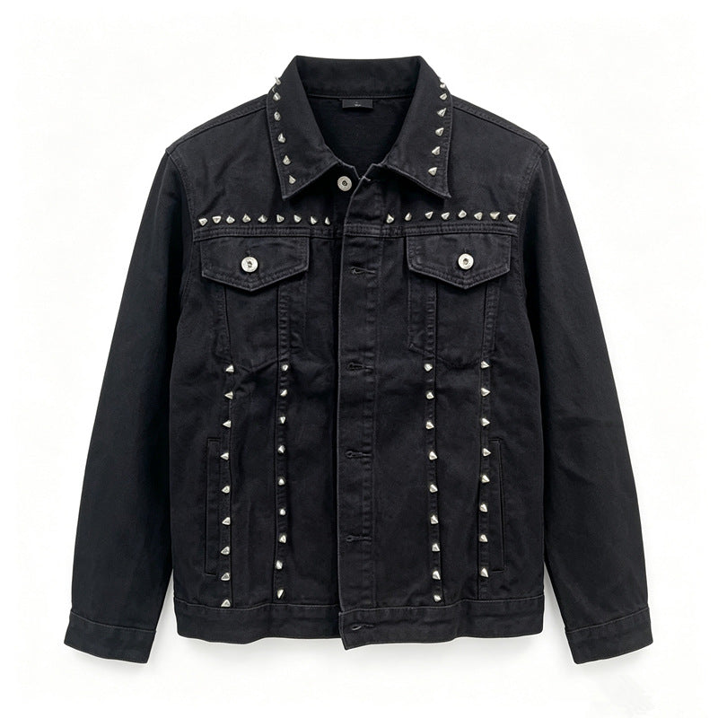 Herren Modische Jeansjacke mit Nieten Drune