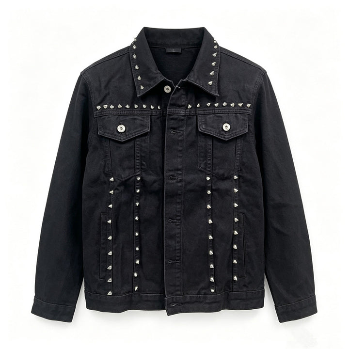 Herren Modische Jeansjacke mit Nieten Drune