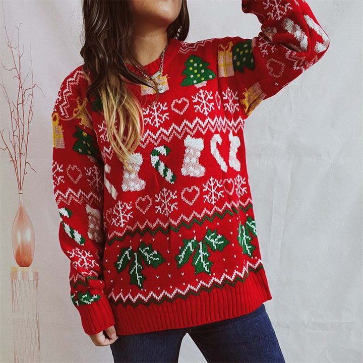 Drune | Weihnachtlicher Strickpullover Mit Schneeflockenmotiv