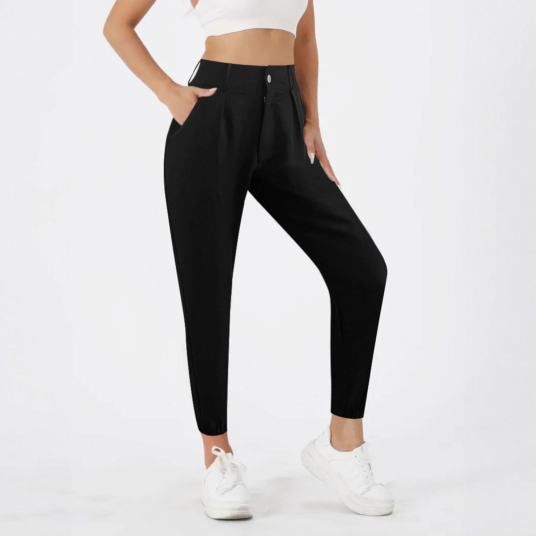 Damen Hochtaillierte Chino-Hose mit schmalem Knöchel-Bündchen Drune