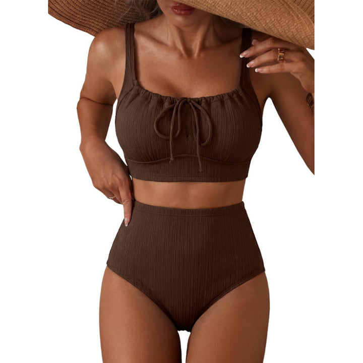 Damen Hochgeschnittener Bikini mit gerafftem Oberteil Drune