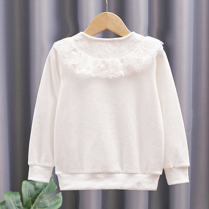 Mädchen Sweatshirt mit romantischem Spitzenkragen Drune