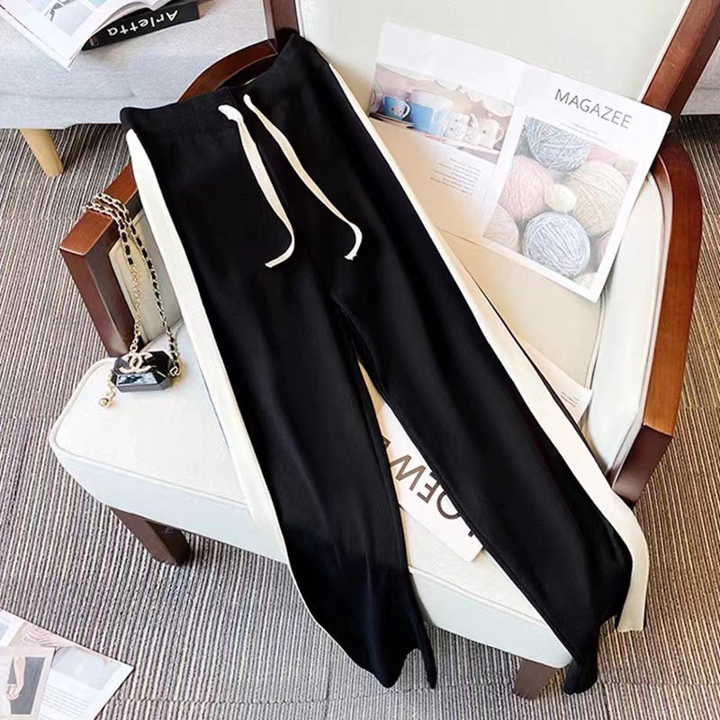 Damen modisches Strickensemble mit dekorativen Knöpfen und Kontrastdetails Drune