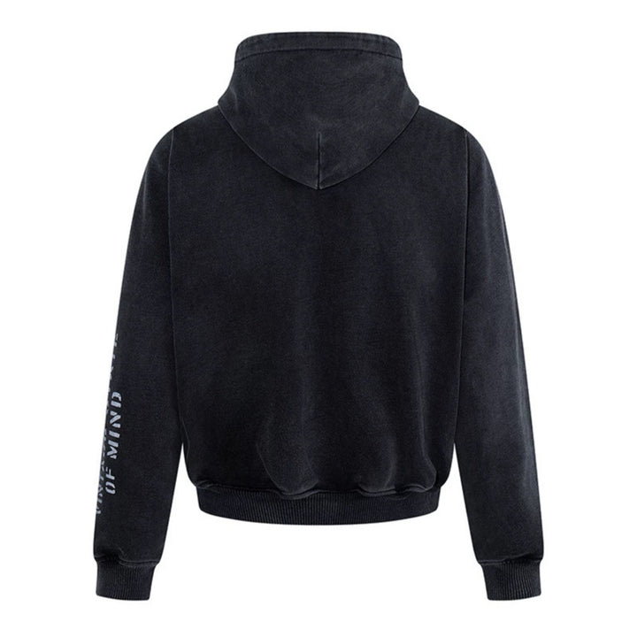 Herren Kapuzen-Zipjacke im Vintage-Look mit Statement-Print und Destroy-Details Drune
