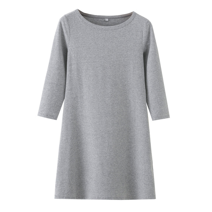 Damen Kuscheliges A-Linien Sweatkleid mit 3/4-Ärmeln und Rundhalsausschnitt Drune
