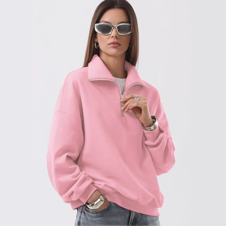 Unisex Relax-Halbzip-Sweatshirt mit hohem Stehkragen, Raglanärmeln und leicht angerauter Innenseite Drune