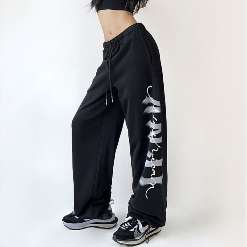 Damen Lässige Freizeithose mit modischem Schriftzug Drune