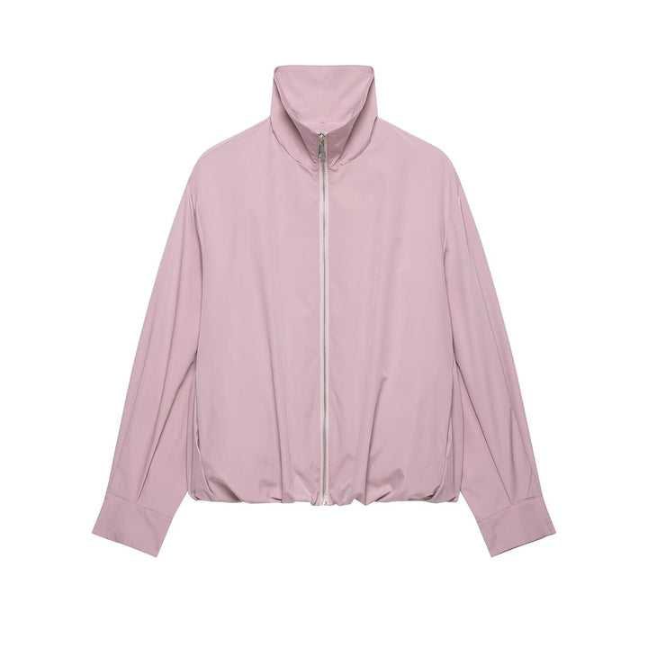 Damen Cropped-Boxy-Übergangsjacke mit hohem Funnelkragen und elastischem Saum Drune