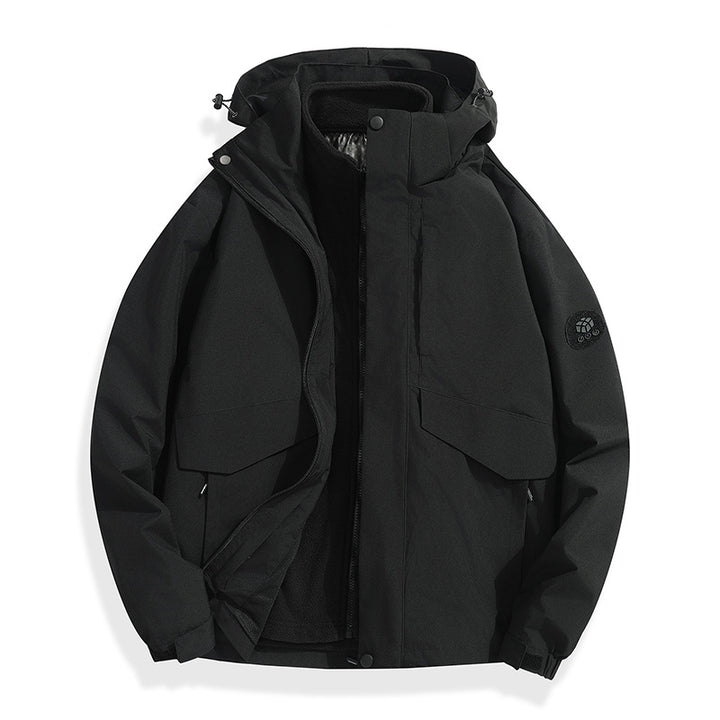 Herren Leichte Softshell-Regenjacke mit herausnehmbarem Fleecefutter, versiegelten Nähten und Multifunktions‑Taschen Drune