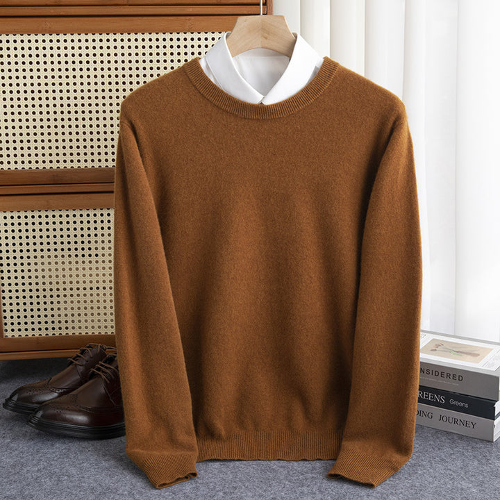 Herren Schlichter Rundhals-Feinstrickpullover kaschmirähnliche Haptik mit gerippten Abschlüssen Drune