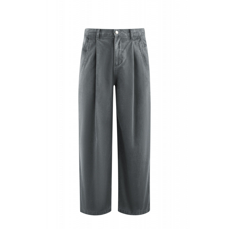 Damen Hochtaillierte Culotte-Hose mit weitem Bein, Bundfalten und soften Denimgriff Drune