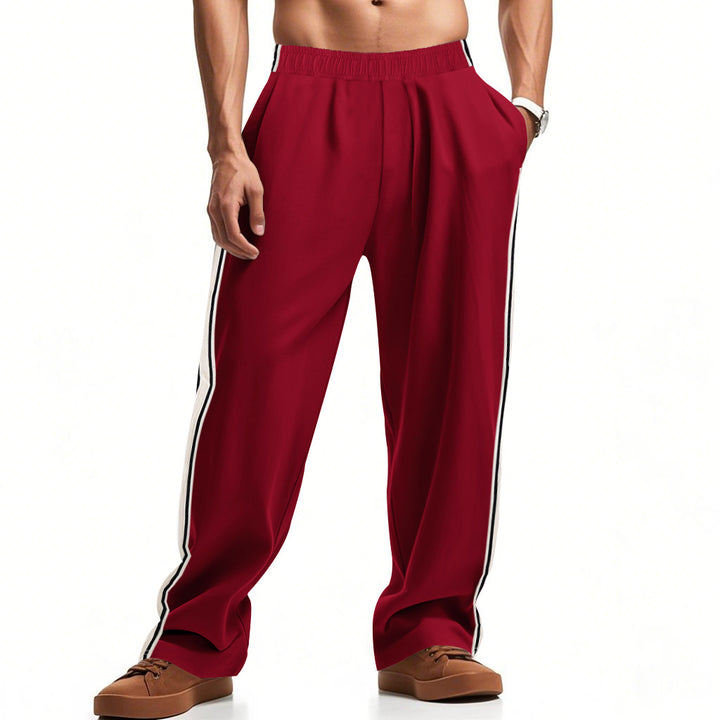 Herren nan lockere Sweat-Jogginghose mit elastischem Bund, seitlichen Doppelstreifen und weichem Baumwollmix Drune