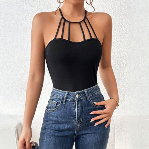 Damen Body mit elegantem Cut-Out-Design und modischen Trägerschlaufen Drune