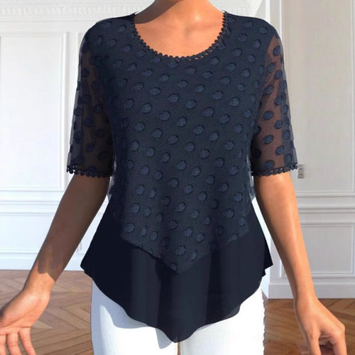 Damen Bluse mit eleganten strukturierten Details und modischem Einsatz Drune