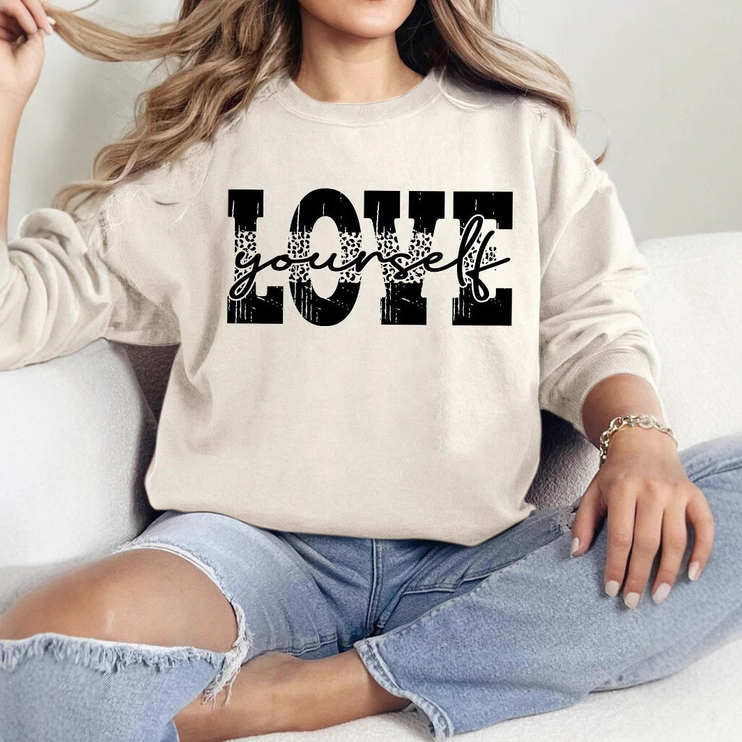 Damen Sweatshirt mit kreativem LOVE-Schriftzug und lässiger Passform Drune